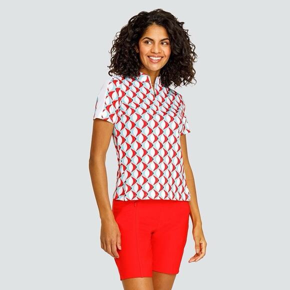 Tail Abetzi Top Poloshirt Geometric Golf Preppy Pickleball Tennis Womens Large - Picture 1 of 7